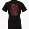In God We Trust Christian t-shirt back with large distressed cross and American flag