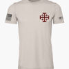 In God We Trust Christian t-shirt front with Jerusalem cross and American flag sleeve