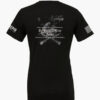 Back view of a black t-shirt with a detailed 2A graphic of two crossed rifles, rattlesnakes, and the text "THE RIGHT OF THE PEOPLE TO KEEP AND BEAR ARMS SHALL NOT BE INFRINGED".
