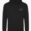 Jerusalem Cross behind the text &acirc;Not to us, O Lord, not to us, but to your name give glory&acirc; with Psalm 115:1 on a black hoodie.