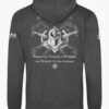 Knights Templar warrior with crossed swords and ornate scrollwork behind the Latin text &acirc;Non nobis Domine, non nobis sed Nomini tuo da gloriam' on a charcoal grey hoodie