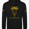 Black "Don&acirc;t Tread on Me" hoodie featuring a fierce rattlesnake head graphic inspired by the historic Gadsden flag.