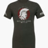 Dark heather grey t-shirt inspired by ancient Greek warriors with bold Molon Labe rebellion message.