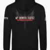 Black hoodie featuring a sword-and-wings graphic with the text &acirc;We Demand Justice &acirc; We Speak for the Silenced.&acirc; Warm, durable Christian justice apparel.