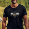 Man wearing a 250th Anniversary Freedom T-Shirt &acirc; 1776 Declaration Eagle Design | Color Black