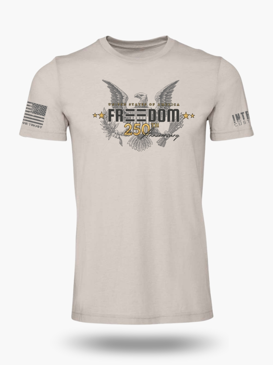 250th Anniversary Freedom Tee &acirc; 1776 Declaration Eagle Design | Color Heather Cool Grey