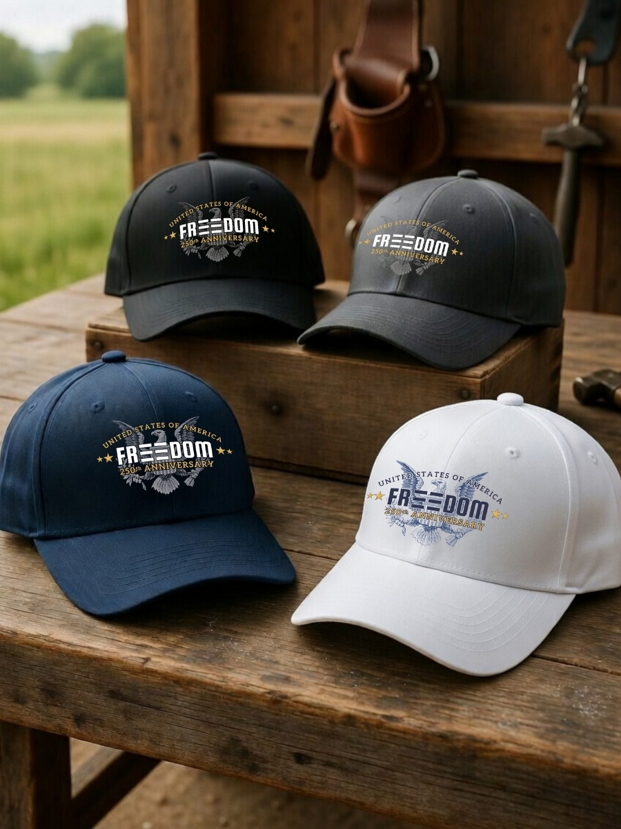 250th Anniversary Freedom Hats &acirc; 1776 Declaration Eagle Design | Colors Black, Dark Grey, Navy, and White
