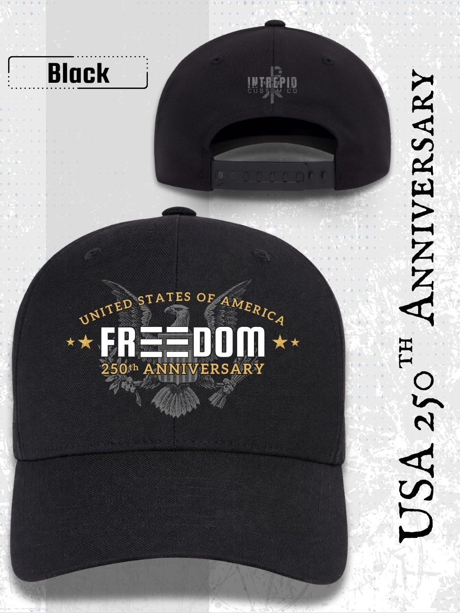 250th Anniversary Freedom Hat &acirc; 1776 Declaration Eagle Design | Color Black