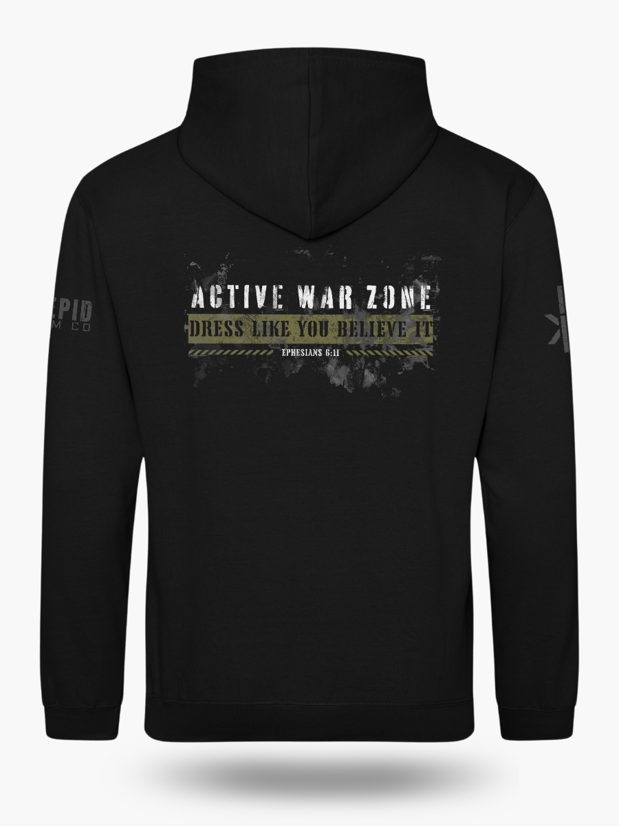 Active War Zone Hoodie &acirc; Dress Like You Believe It Christian Military Hoodie Ephesians 6:11 Armor of God