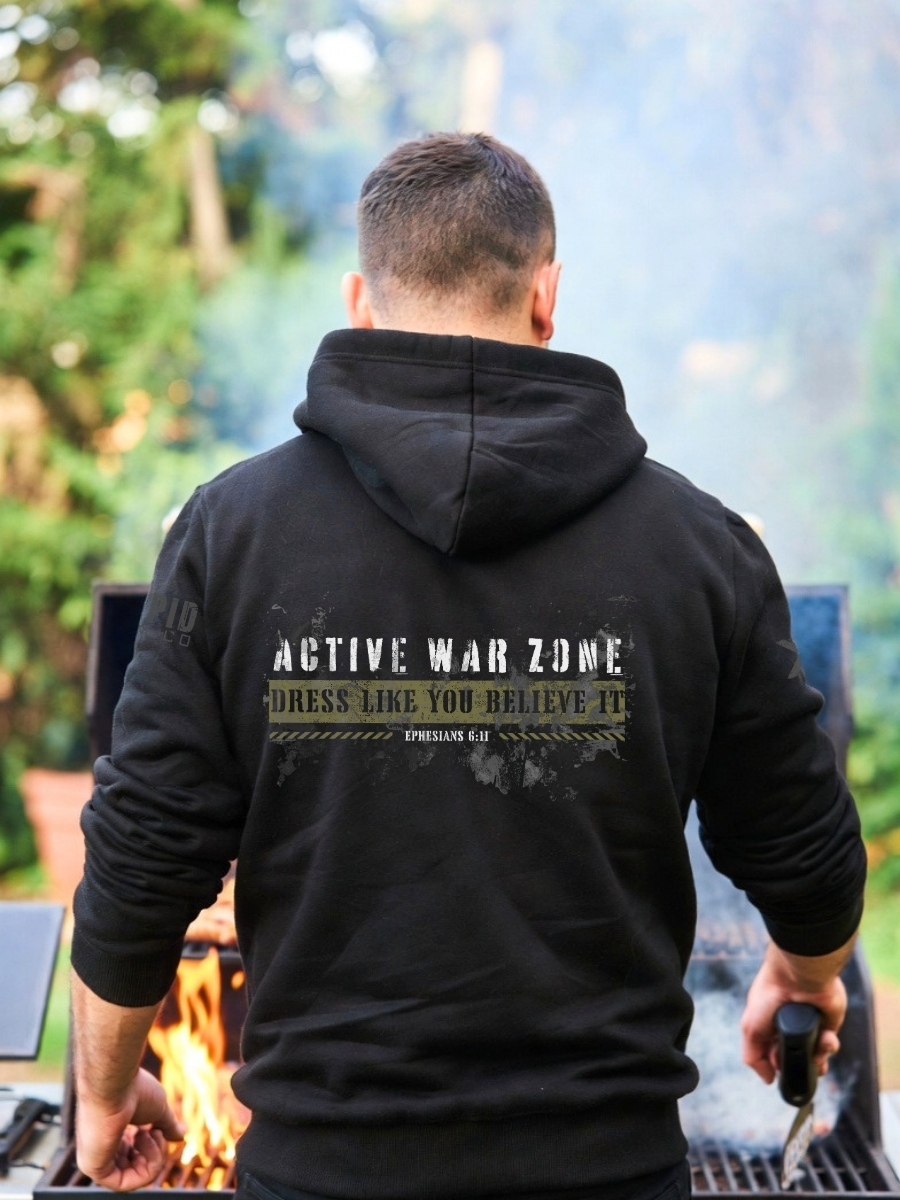 Active War Zone Hoodie &acirc; Dress Like You Believe It Christian Military Hoodie Ephesians 6:11 Armor of God