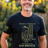 Don't Tread On Their Sacrifice Gadsden flag t-shirt, military honor design with American flag and snake